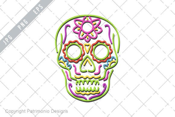 Download Sugar Skull Neon Sign EPS PNG JPG - Premium Resources
