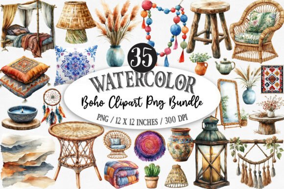Download BOHO Clipart Png Bundle - Boho clipart png Collection