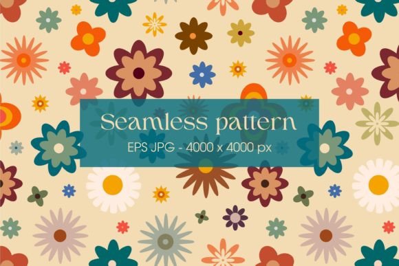 Download Retro Pattern with Flowers in 60s Style - Premium Resources